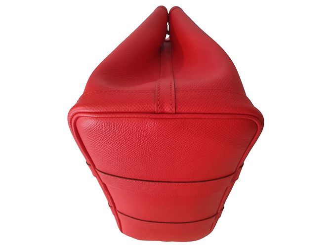 Garden Borsa Hermès Herbag 31 in pelle e tessuto rosso - vista 7