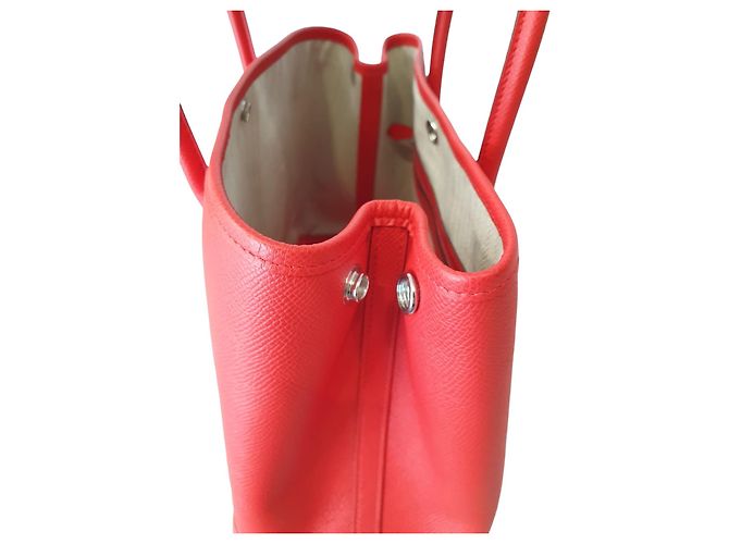 Garden Borsa Hermès Herbag 31 in pelle e tessuto rosso - vista 9