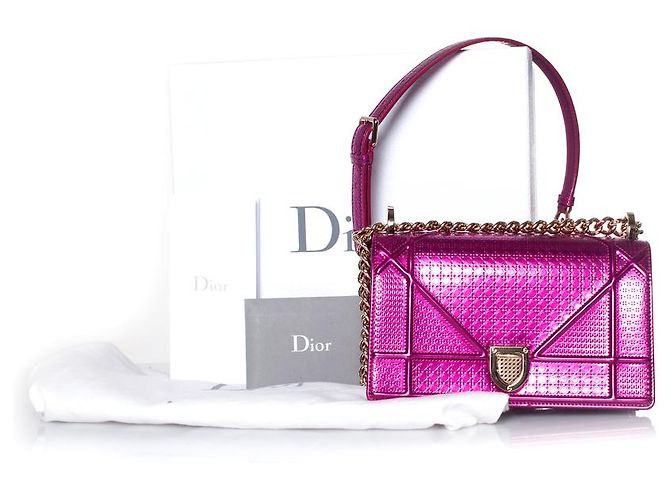 Christian Dior, Borsa con patta Diorama metallizzata Rosa - vista 2