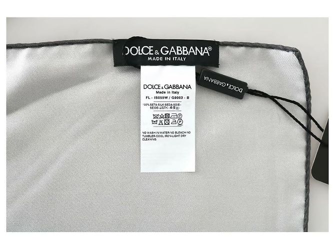 Sciarpa Dolce & Gabbana in seta grigia con stampa floreale Grigio - vista 4