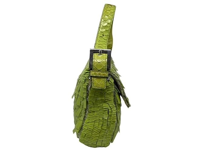Fendi Baguette Tasche aus Pythonleder und Pailletten Hellgrün - Ansicht 2