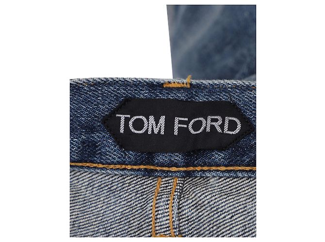 Vaqueros de mezclilla de pernera recta Tom Ford en algodón azul - vista 6