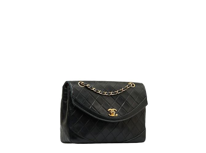 Chanel Bolsa de corrente de couro acolchoado CC com aba Preto - vista 2