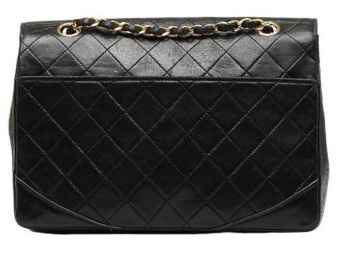 Chanel Bolsa de corrente de couro acolchoado CC com aba Preto - vista 3