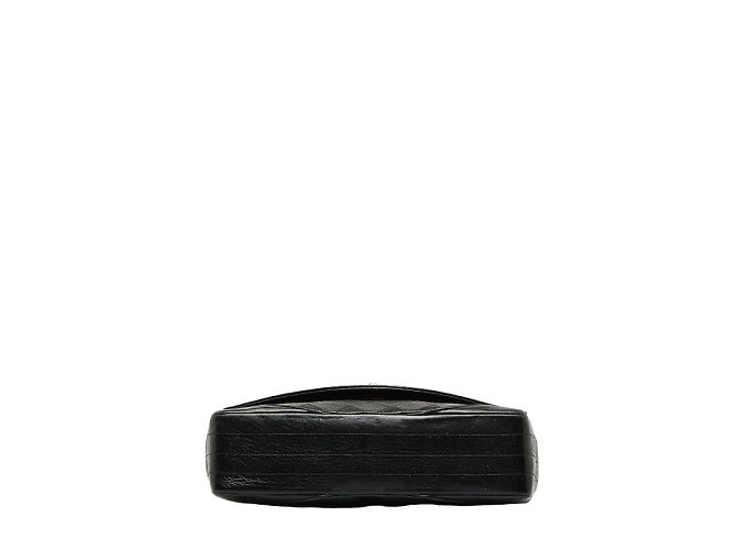 Chanel Bolsa de corrente de couro acolchoado CC com aba Preto - vista 4