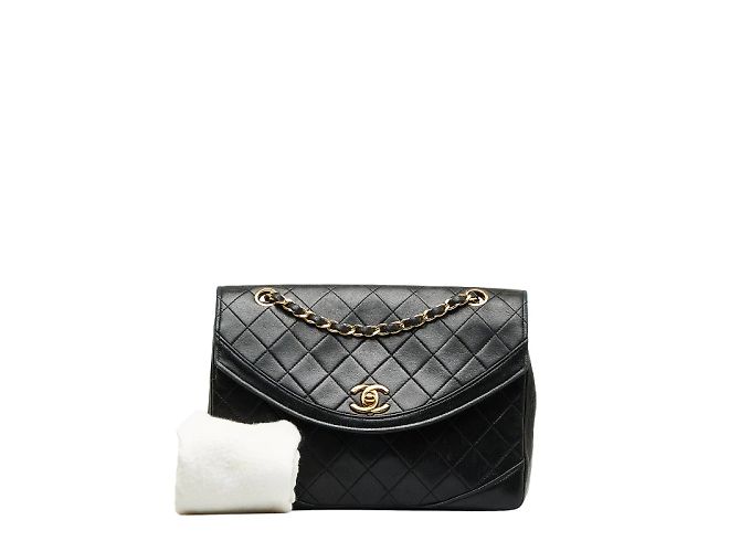 Chanel Bolsa de corrente de couro acolchoado CC com aba Preto - vista 9