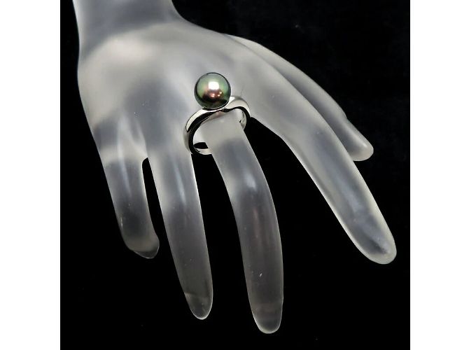Mikimoto Platin-Ring mit schwarzen Perlen - Ansicht 7