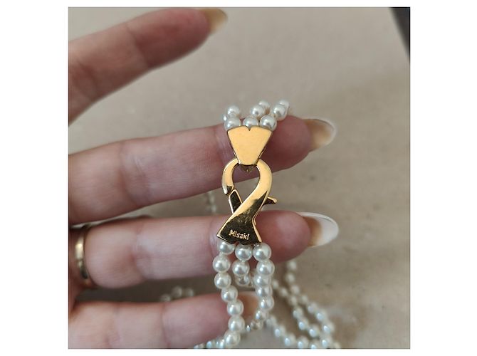 Autre Marque Collana di perle di Mizaki Bianco sporco - vista 2