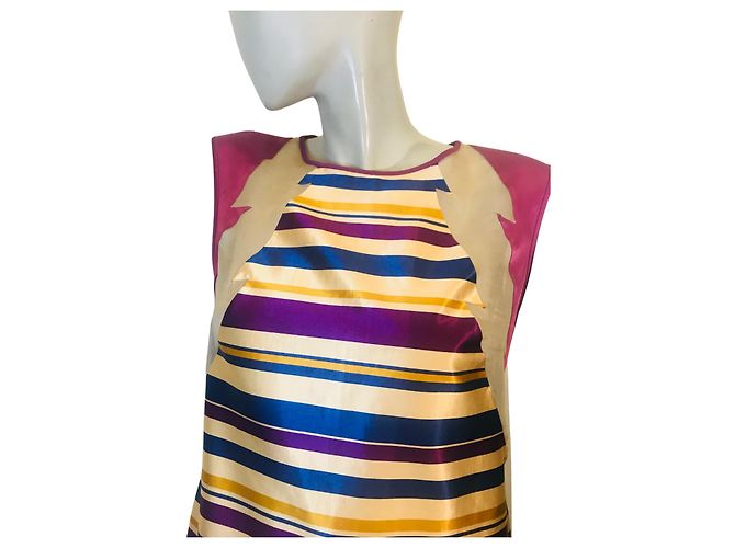 Vestido Frankie Morello a rayas con aplicación de seda - vista 2
