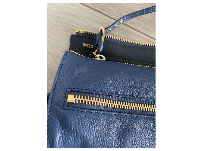 Borsa a mano Chloé Vanessa in pelle blu navy - vista 2