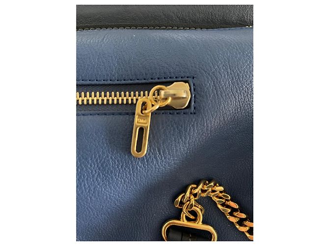 Borsa a mano Chloé Vanessa in pelle blu navy - vista 5