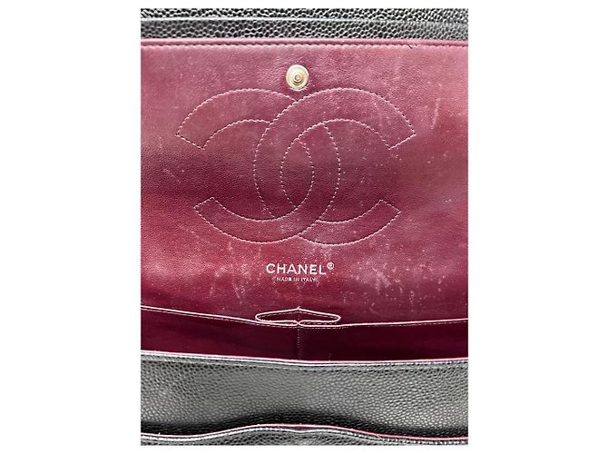 Borsa Chanel Jumbo in pelle caviar nera Nero - vista 10