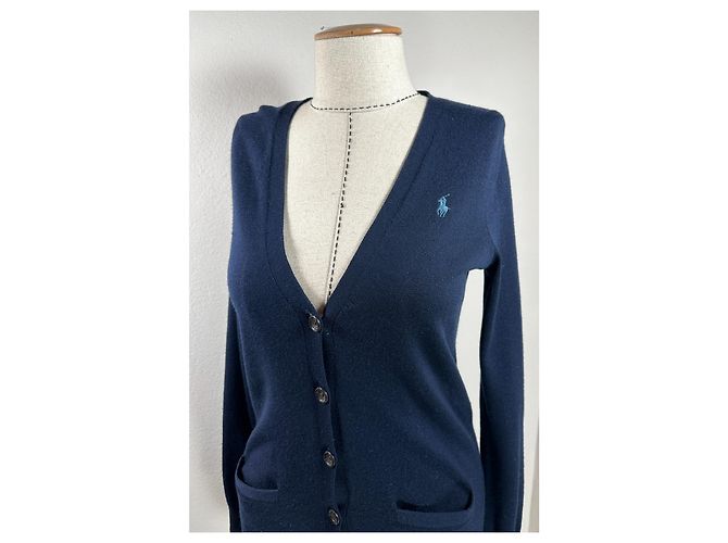 Ralph Lauren Strickjacke Blau Merino Wolle M - Ansicht 2