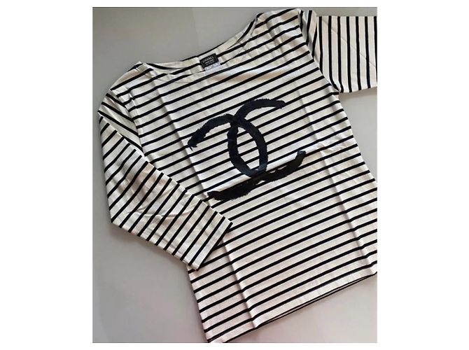 CHANEL CC Logo Uniform Top Size ** MUITO RARO E NOVO * Preto Branco - vista 6