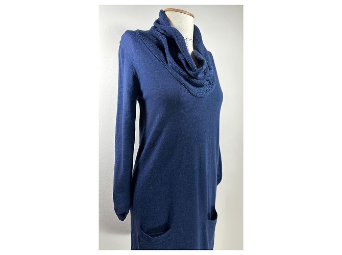 Autre Marque Abito in lana merino blu navy - vista 2