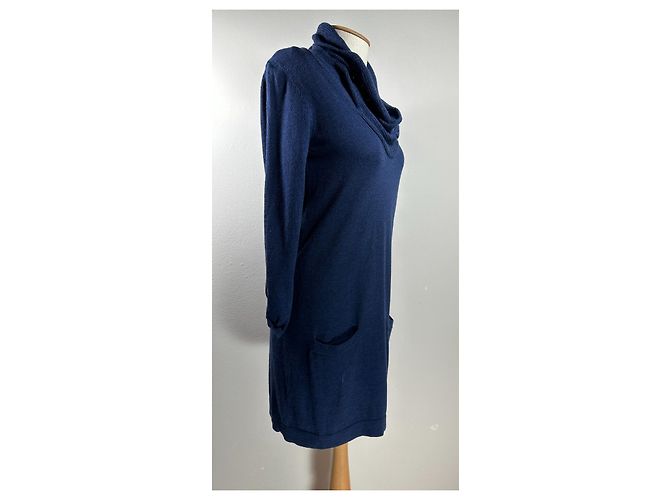 Autre Marque Abito in lana merino blu navy - vista 3