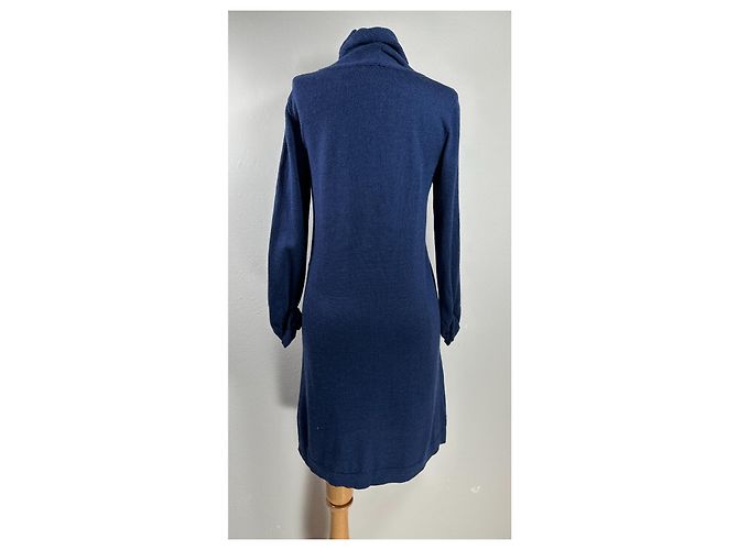 Autre Marque Abito in lana merino blu navy - vista 4