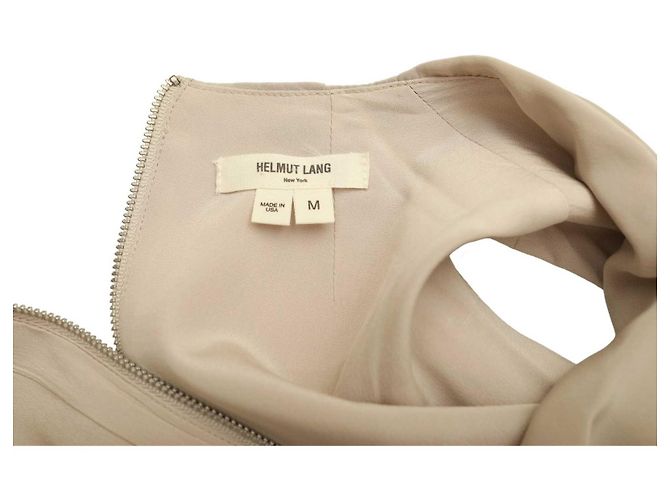 Helmut Lang Beige Draped Longer Front Sequined Silk Sleeveless Blouse Top M - view 4