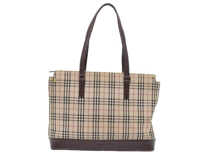 Borsa Tote BURBERRY Nova Check Canvas Beige Auth 56398 - vista 13