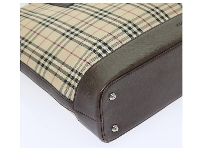 Borsa Tote BURBERRY Nova Check Canvas Beige Auth 56398 - vista 14