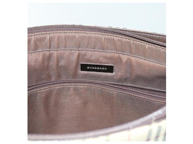 Borsa Tote BURBERRY Nova Check Canvas Beige Auth 56398 - vista 17