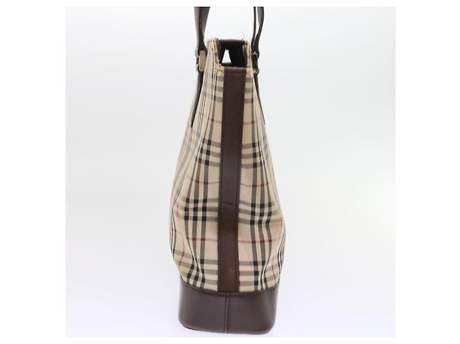 Borsa Tote BURBERRY Nova Check Canvas Beige Auth 56398 - vista 3