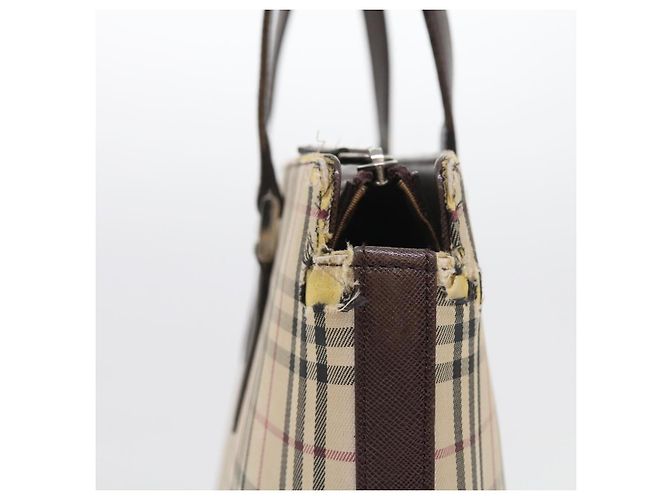 Borsa Tote BURBERRY Nova Check Canvas Beige Auth 56398 - vista 5