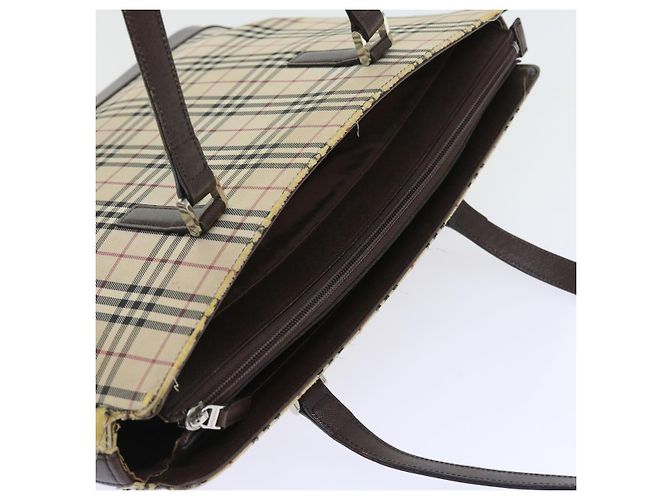 Borsa Tote BURBERRY Nova Check Canvas Beige Auth 56398 - vista 7