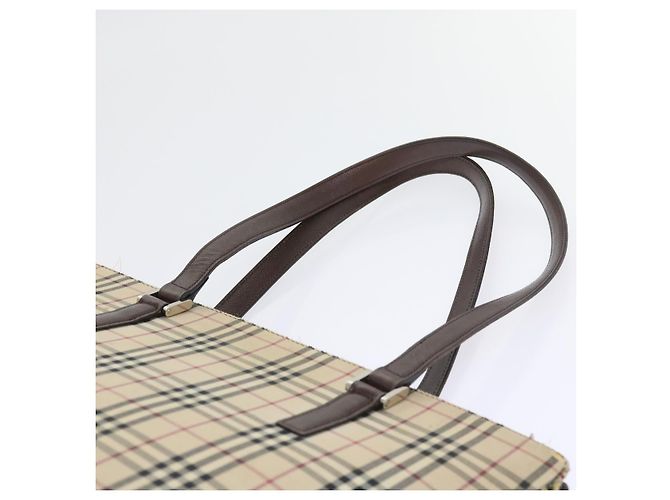 Borsa Tote BURBERRY Nova Check Canvas Beige Auth 56398 - vista 9