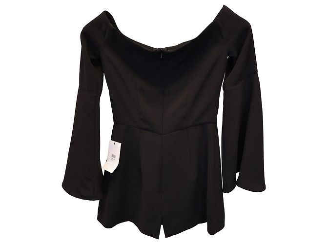 Iris & Ink Black Off-Shoulder Top in Black Polyester - view 2