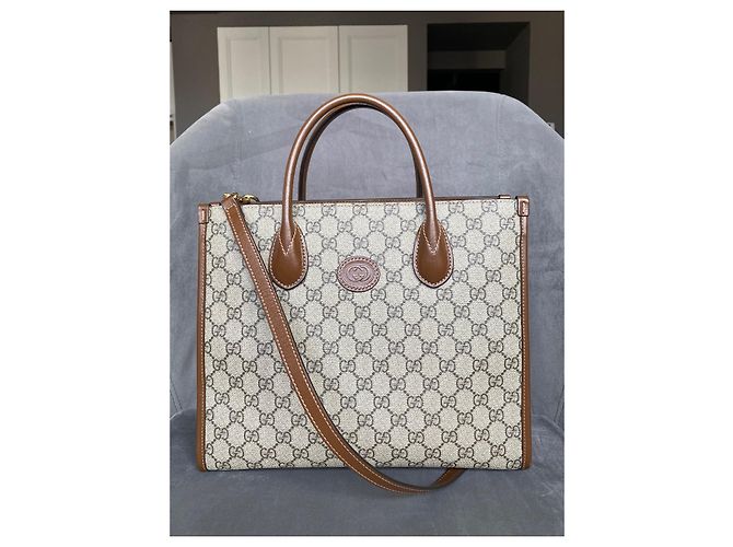 Borsa tote Gucci GG Supreme marrone - vista 2