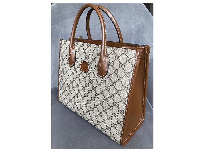 Borsa tote Gucci GG Supreme marrone - vista 4