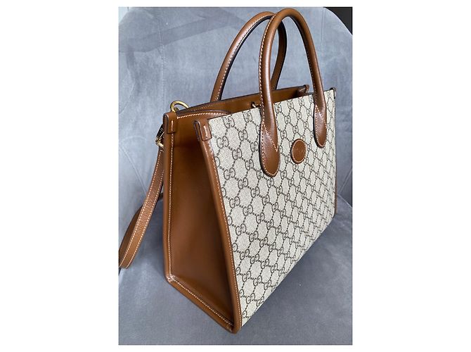 Borsa tote Gucci GG Supreme marrone - vista 5