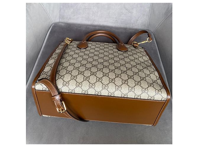 Borsa tote Gucci GG Supreme marrone - vista 6