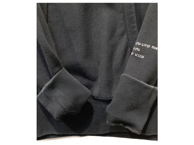 Moncler Kapuzenpullover mit Logo Tape Design Schwarz Baumwolle - Ansicht 4