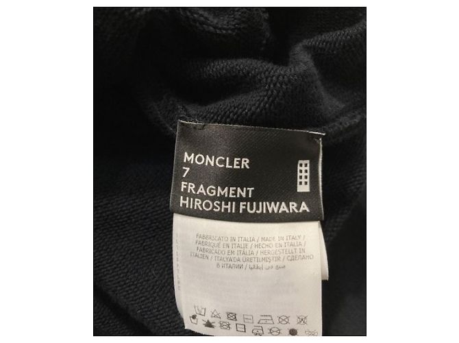 Moncler Kapuzenpullover mit Logo Tape Design Schwarz Baumwolle - Ansicht 7