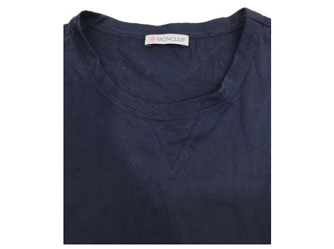 T-shirt Moncler con patch girocollo blu navy cotone - vista 3