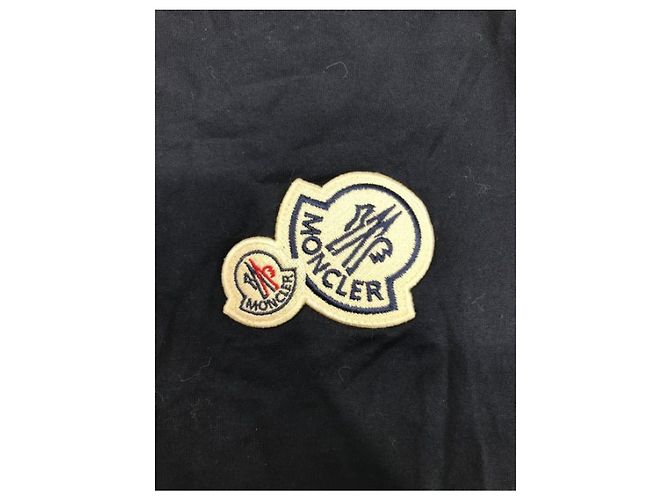 T-shirt Moncler con patch girocollo blu navy cotone - vista 5