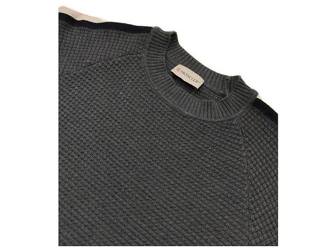 Moncler dreifarbiger Strickpullover aus Wolle grau - Ansicht 3