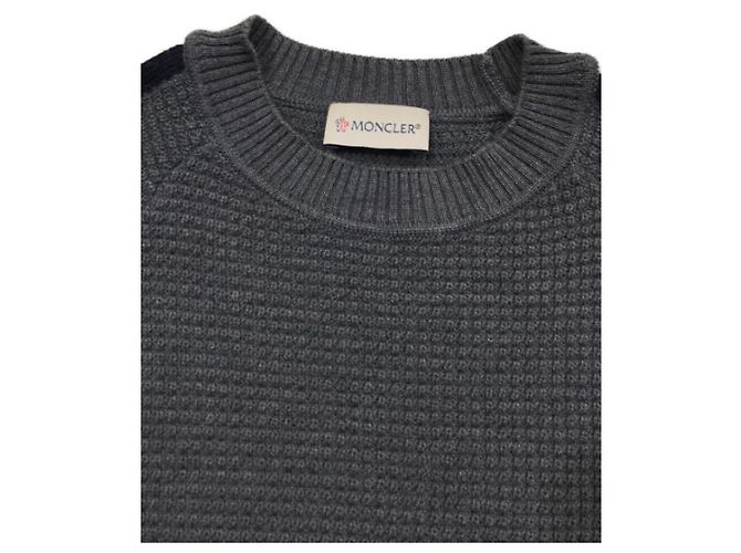 Moncler dreifarbiger Strickpullover aus Wolle grau - Ansicht 4