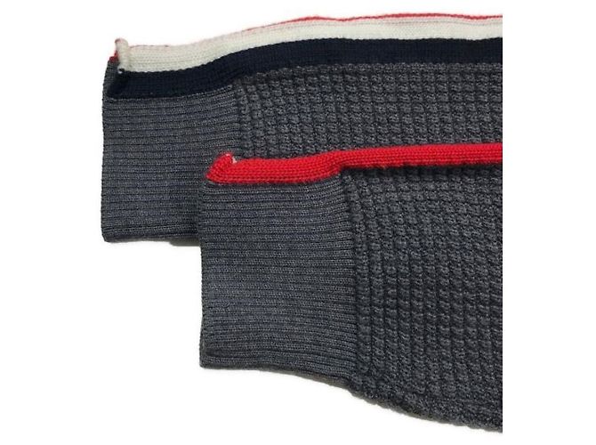 Moncler dreifarbiger Strickpullover aus Wolle grau - Ansicht 5