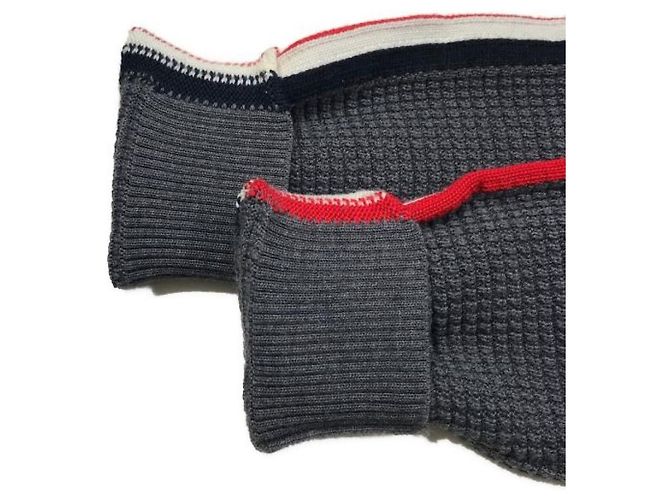 Moncler dreifarbiger Strickpullover aus Wolle grau - Ansicht 6