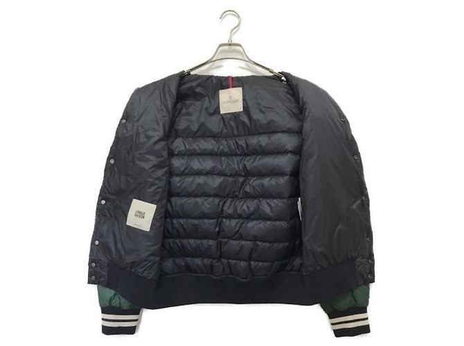 Piumino Moncler ENRICK blu navy nylon - vista 3