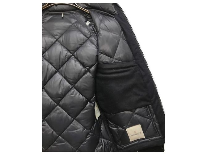 Moncler Harry Giubbotto Navy Blue Wool Jacket - view 3