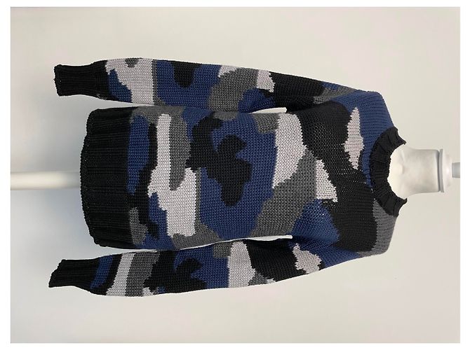 Jersey Parosh de lana con estampado camuflaje azul gris negro - vista 12