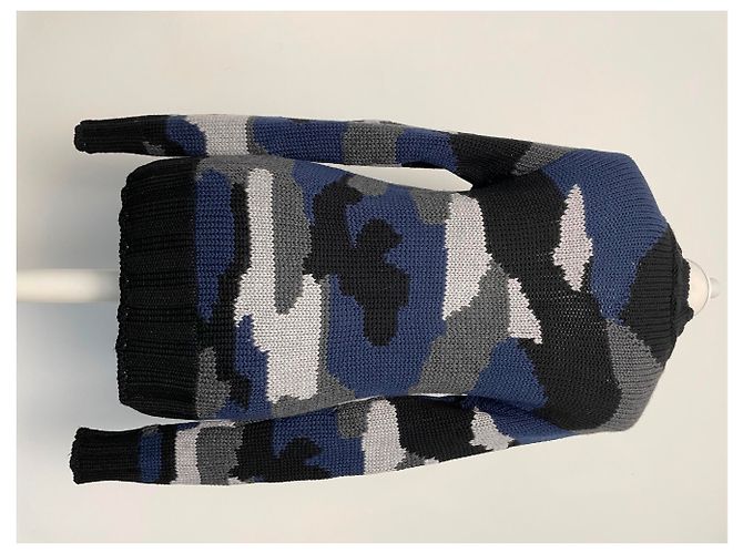 Jersey Parosh de lana con estampado camuflaje azul gris negro - vista 14