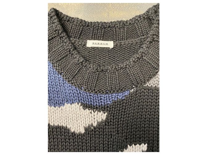 Jersey Parosh de lana con estampado camuflaje azul gris negro - vista 2