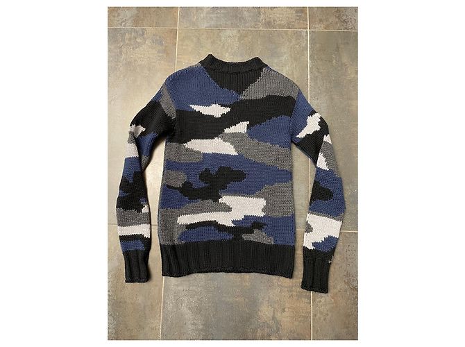 Jersey Parosh de lana con estampado camuflaje azul gris negro - vista 4