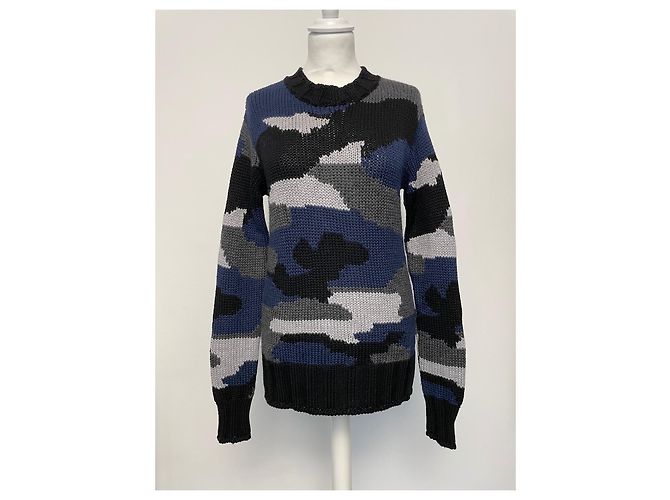 Jersey Parosh de lana con estampado camuflaje azul gris negro - vista 5