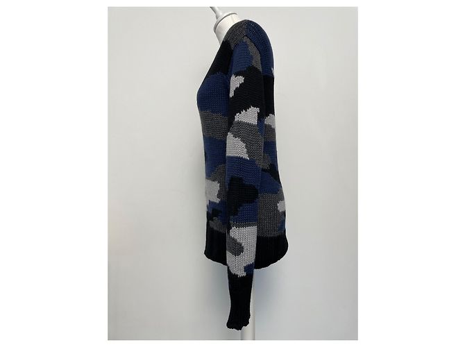 Jersey Parosh de lana con estampado camuflaje azul gris negro - vista 6
